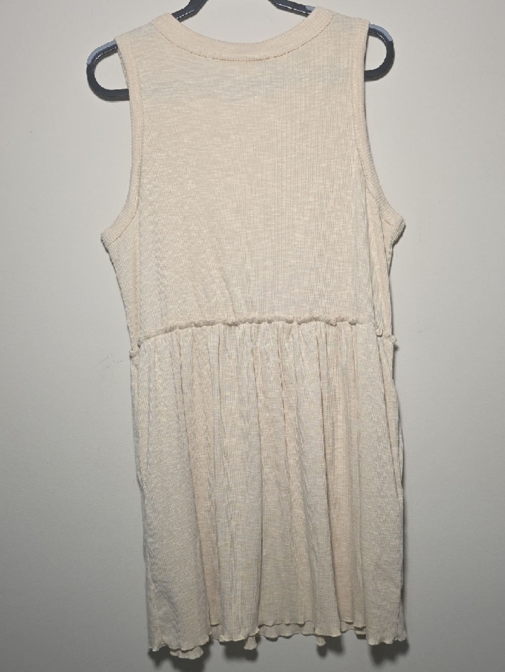 HEYSON Ribbed Babydoll Mini Dress NWT 1XL Cream Flowy Tank Dress - Picture 6 of 6